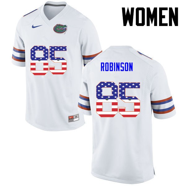Florida Gators Women #85 James Robinson College Football USA Flag Fashion White